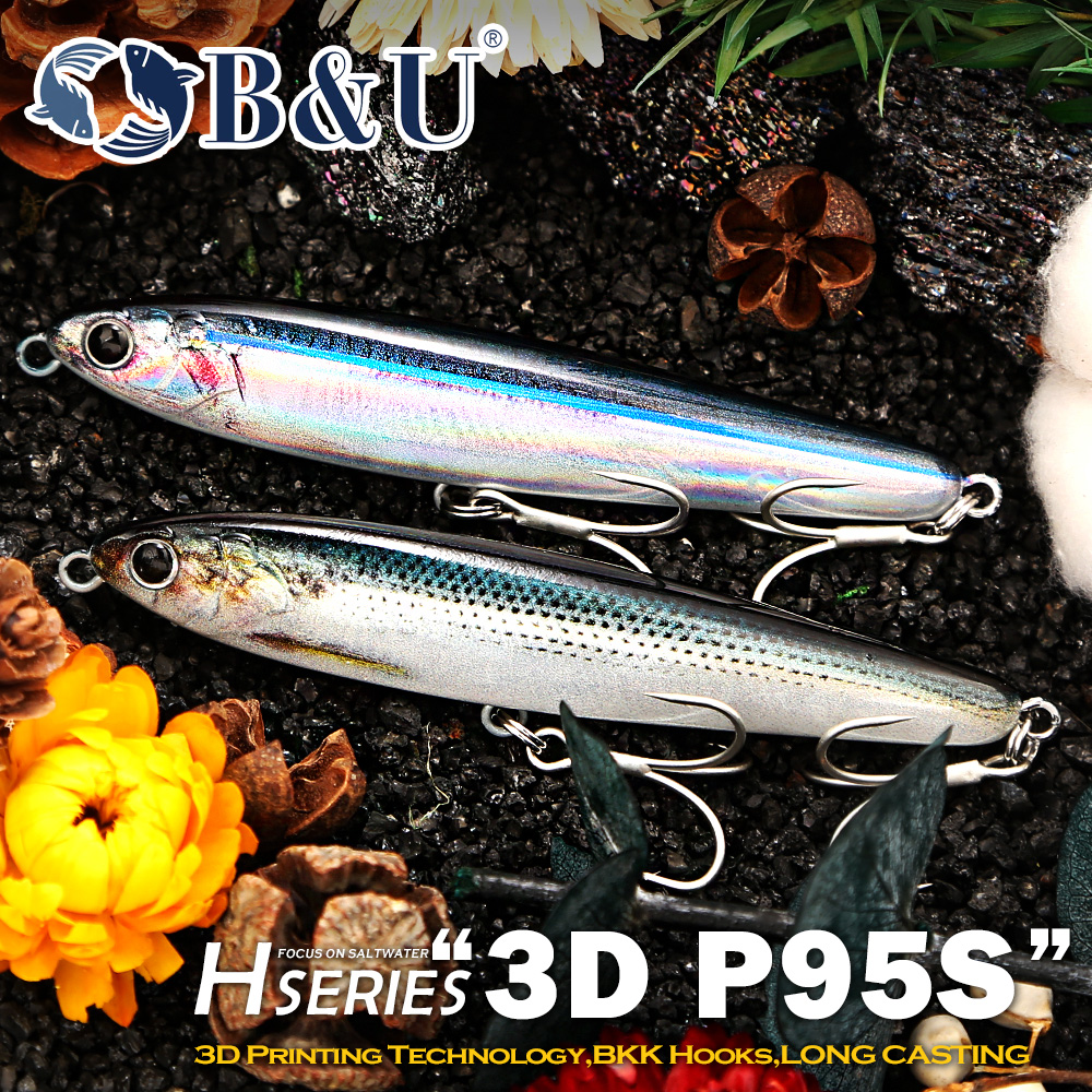 Fishing Hook Treble - B&U Sinking Pencil Fishing Lure 3D