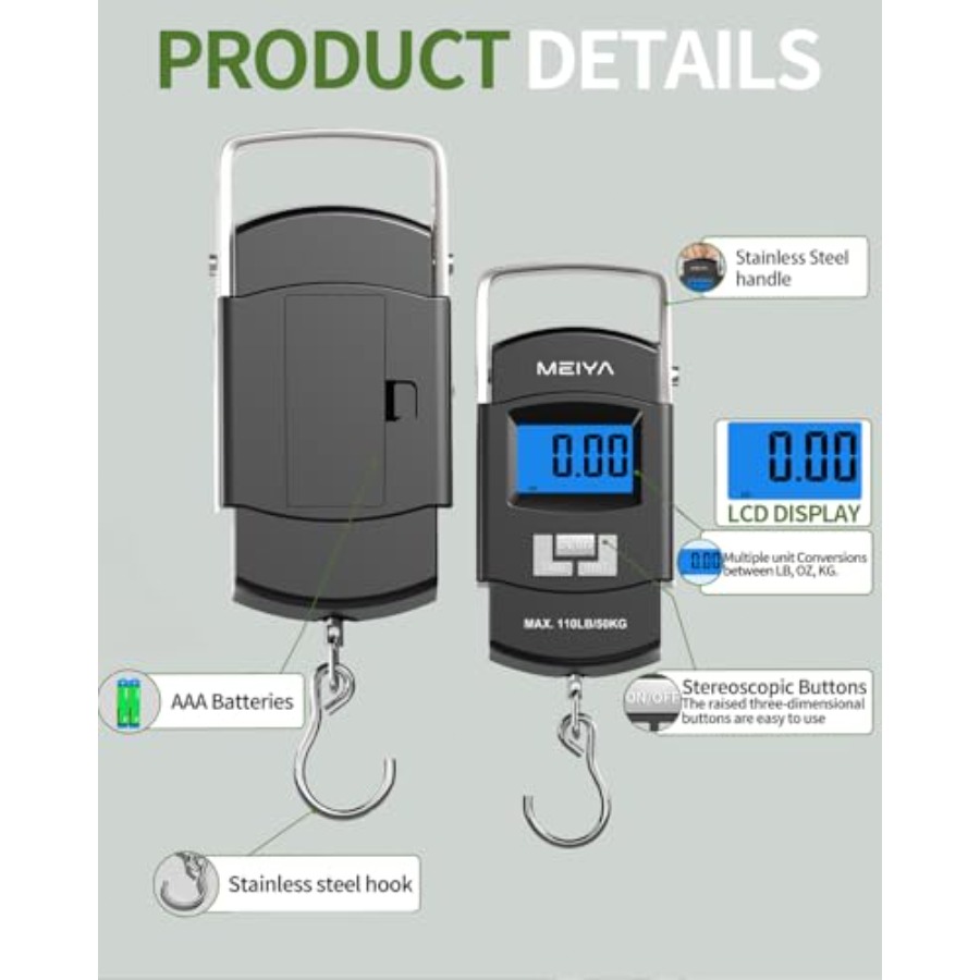 Fish Scale 110lb/50kg Digital  – обзор и цена Fishing Hook Stainless Steel