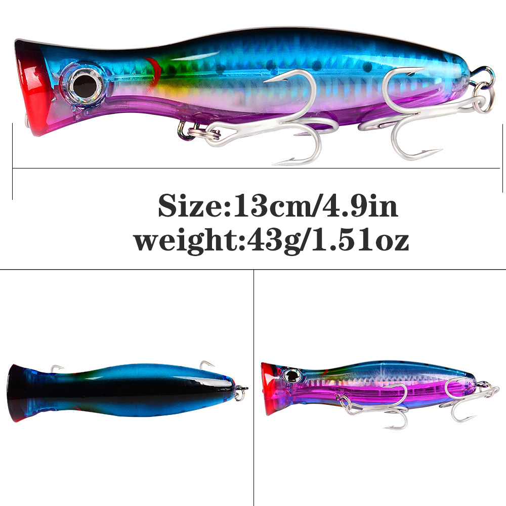PROBEROS 1pc 13cm 43g Popper F – обзор и цена Fishing Hook Treble