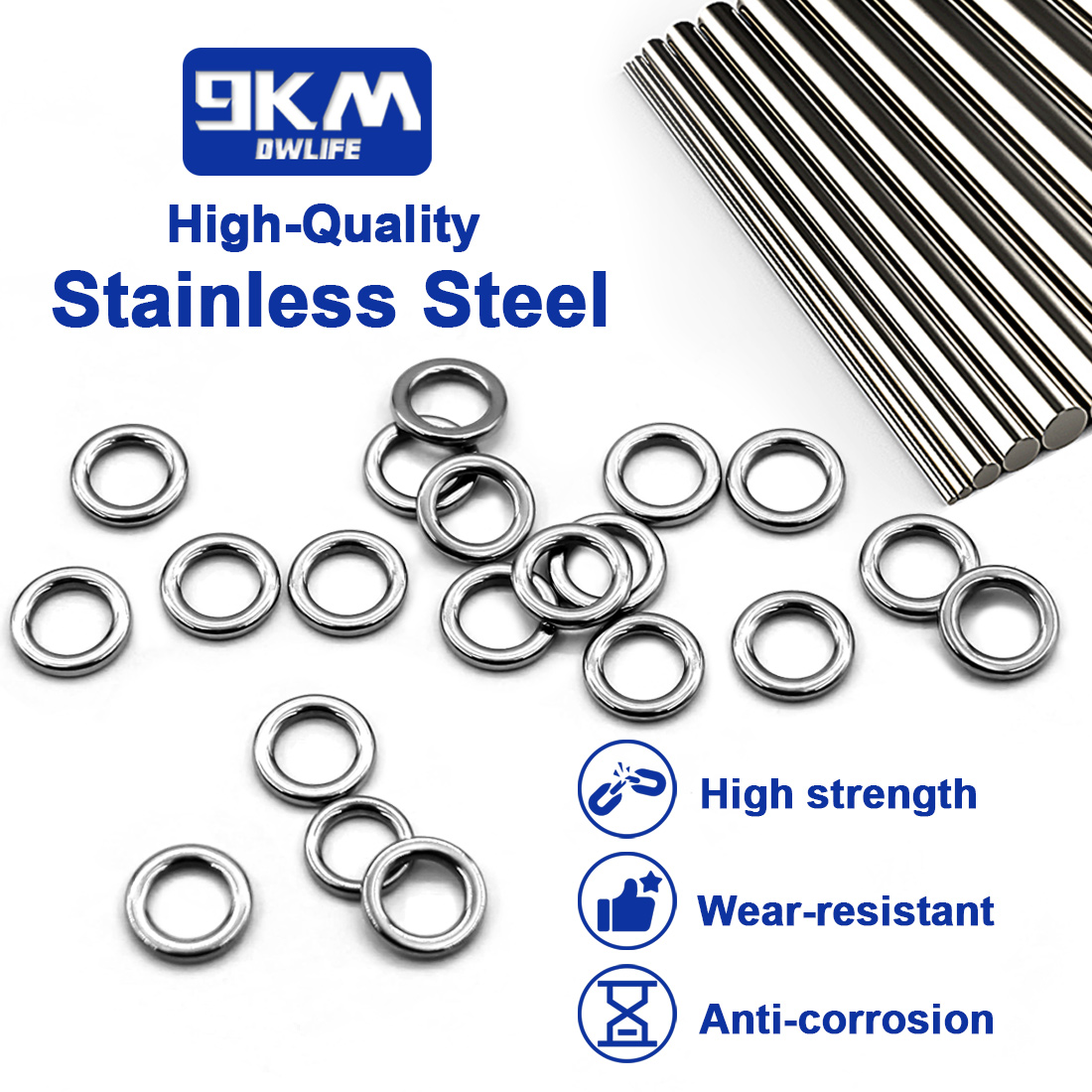 9KM Solid Ring Fishing 50pcs S – обзор и цена Fishing Hook Stainless Steel