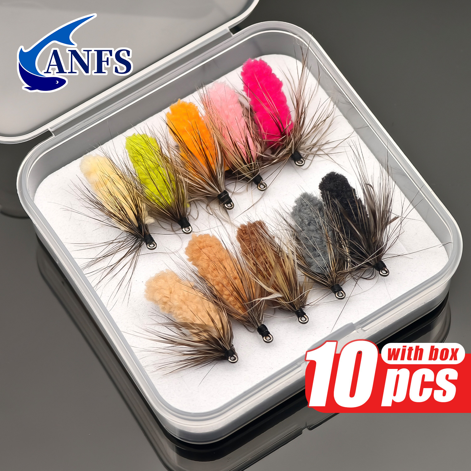 ANFS 10pcs Mop Fly Assorted Co – обзор и цена Fishing Hook Assortment