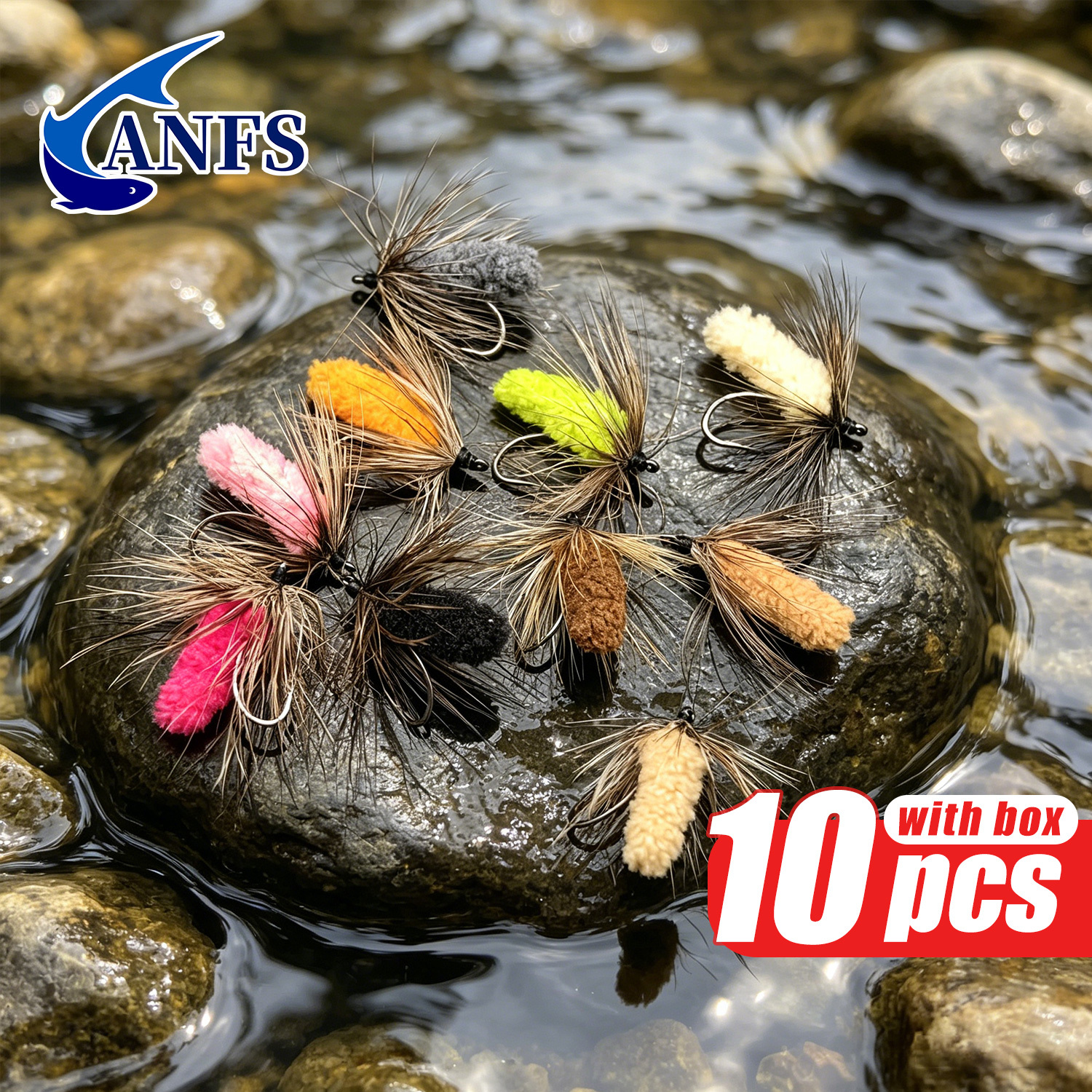 ANFS 10pcs Mop Fly Assorted Co – обзор и цена Fishing Hook Assortment