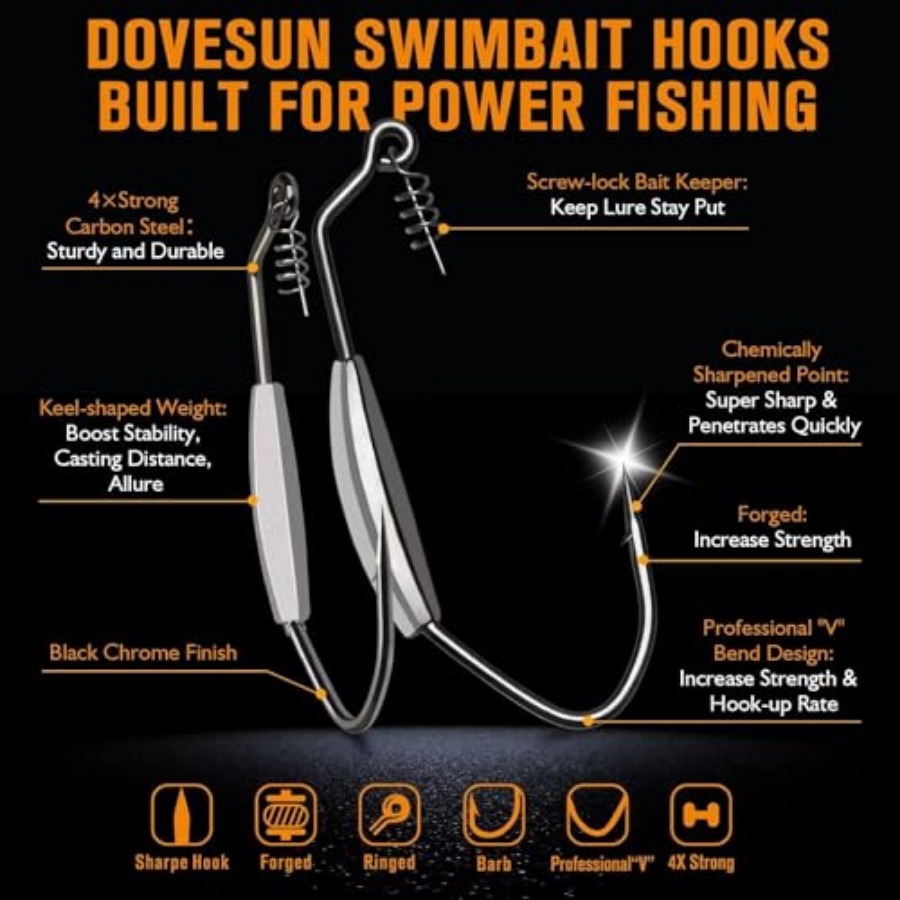 12PCS/44PCS Weighted Swimbait  – обзор и цена Fishing Hook Weedless
